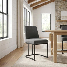 Upholstered Fabric Dining Side Chair with Sled Base, Black Charcoal