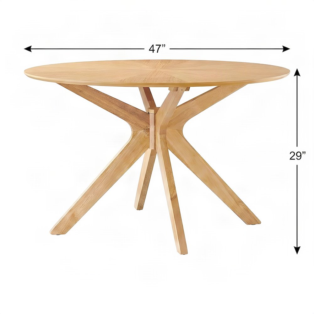Solid Wood Round Dining Table, Mid-Century Modern Kitchen Table, Oak
