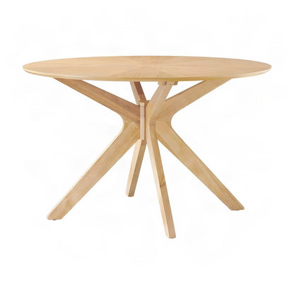 Solid Wood Round Dining Table, Mid-Century Modern Kitchen Table, Oak