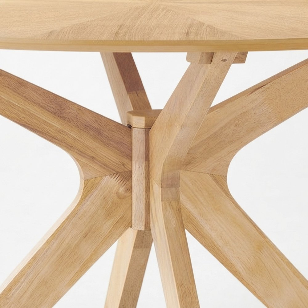 Solid Wood Round Dining Table, Mid-Century Modern Kitchen Table, Oak