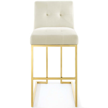 Privy Gold Stainless Steel Performance Velvet Bar Stool