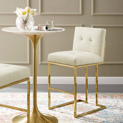 Privy Gold Stainless Steel Performance Velvet Bar Stool
