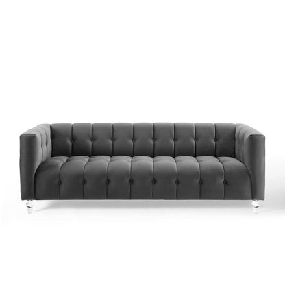 Mesmer Channel Tufted Button Performance Velvet Sofa