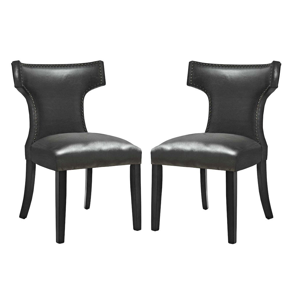 Curve Vinyl Dining Chair Set of 2
