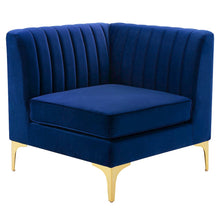 Triumph Channel Tufted Performance Velvet Sectional Sofa Corner Chair