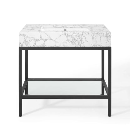 Kingsley 36" Black Stainless Steel Bathroom Vanity