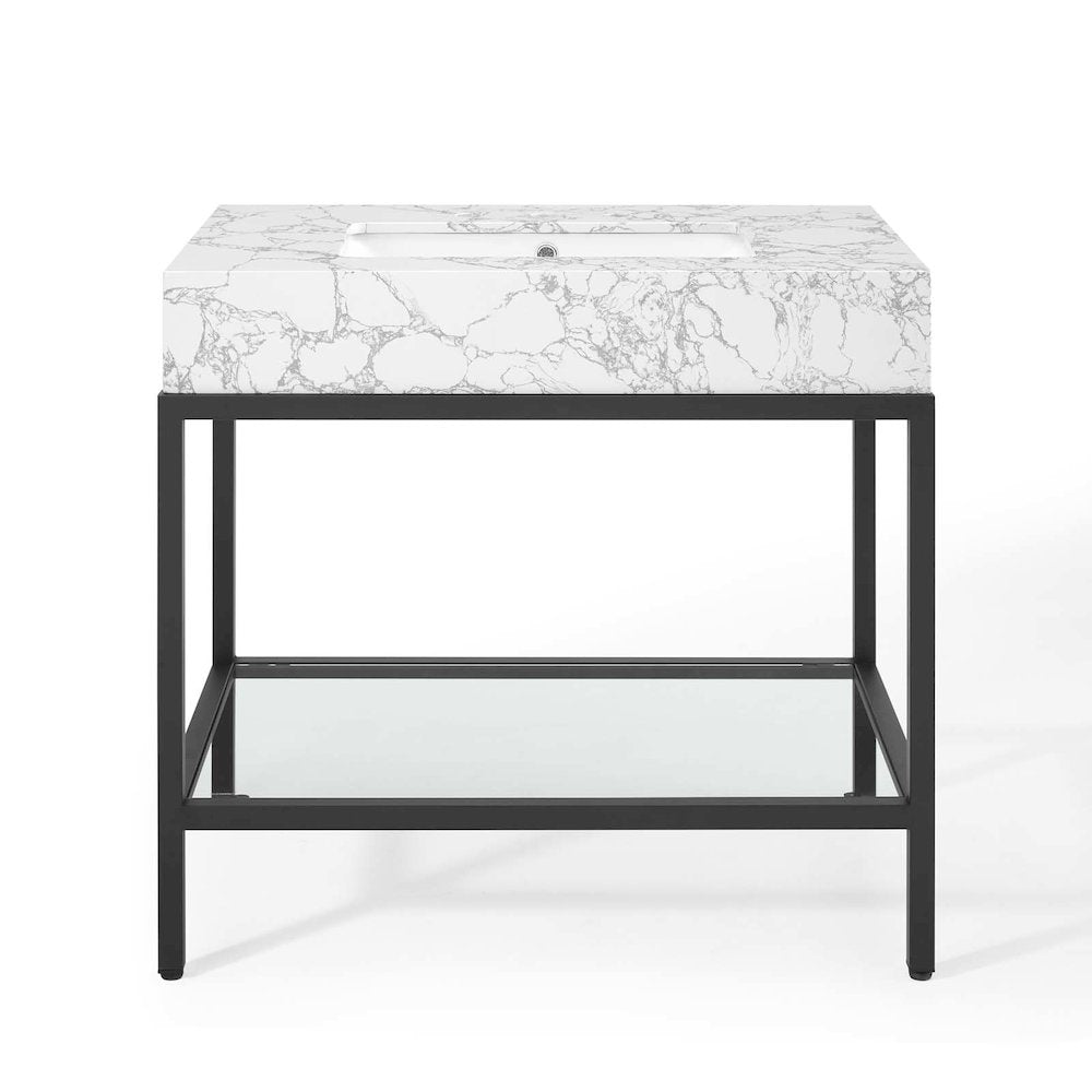 Kingsley 36" Black Stainless Steel Bathroom Vanity