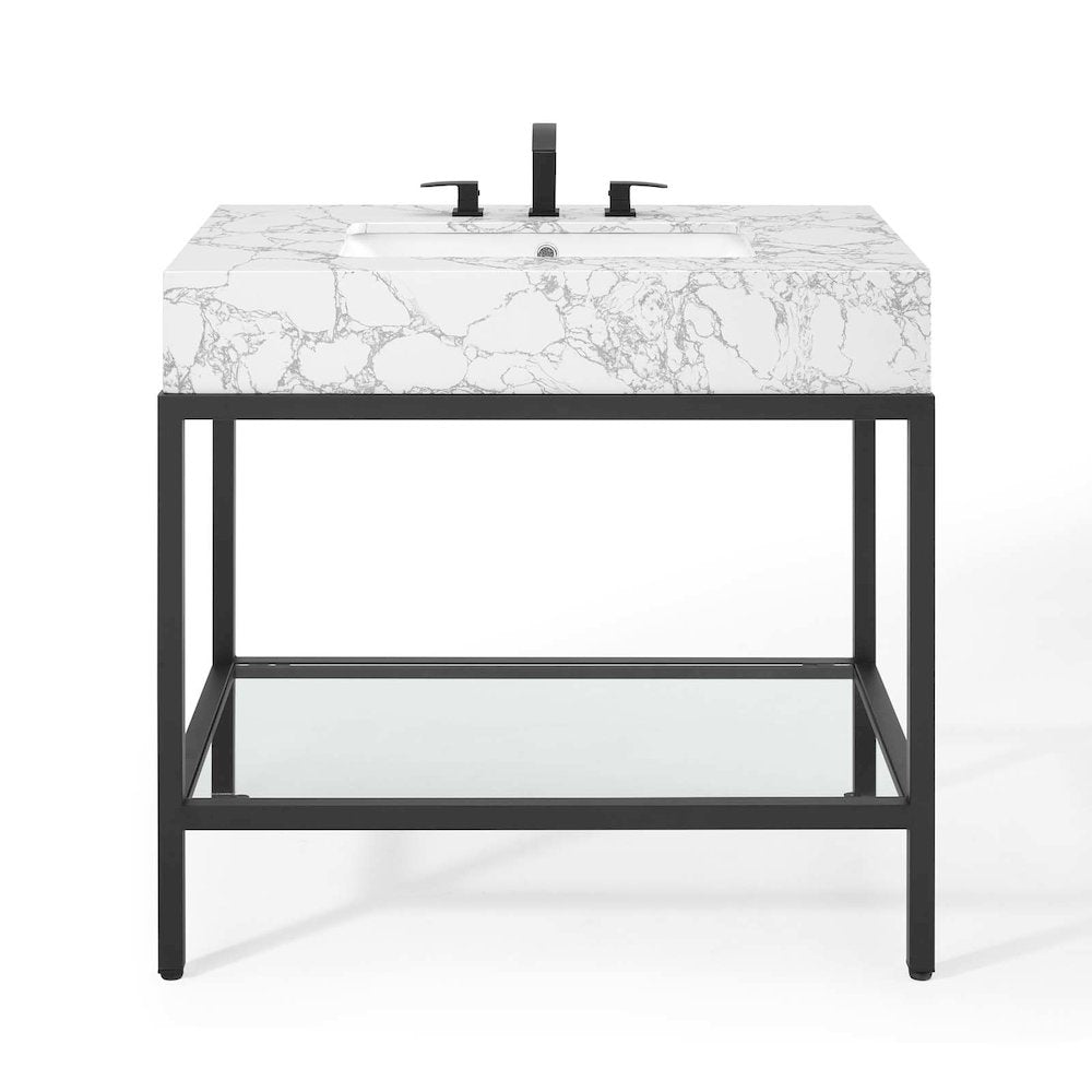 Kingsley 36" Black Stainless Steel Bathroom Vanity