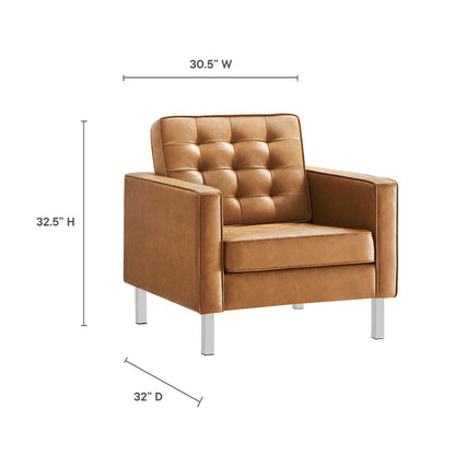 Loft Tufted Vegan Leather Armchairs Set of 2