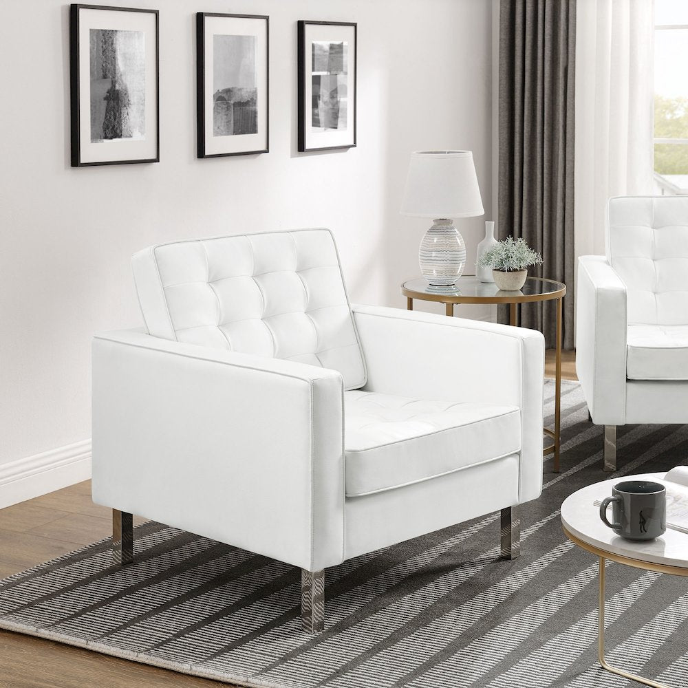 Loft Tufted Vegan Leather Armchairs Set of 2