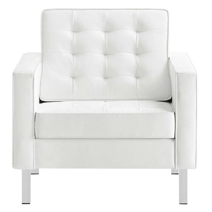 Loft Tufted Vegan Leather Armchairs Set of 2