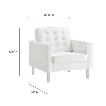 Loft Tufted Vegan Leather Armchairs Set of 2