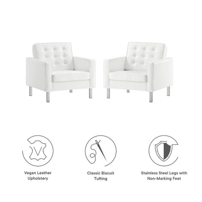 Loft Tufted Vegan Leather Armchairs Set of 2