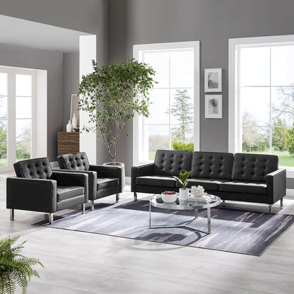 Loft 3-Piece Tufted Vegan Leather Furniture Set