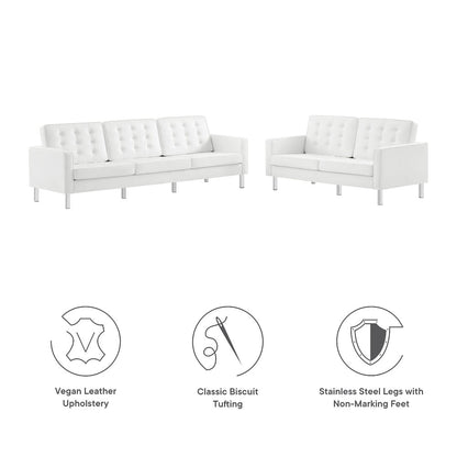 Loft 2-Piece Tufted Vegan Leather Furniture Set