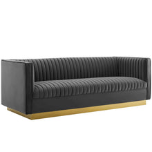 Vertical Channel Tufted Upholstered Performance Velvet Sofa and Armchair Set