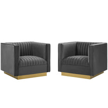 Vertical Channel Tufted Upholstered Performance Velvet Armchair Set of 2