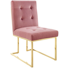 Privy Gold Stainless Steel Performance Velvet Dining Chair Set of 2