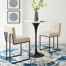 Privy Black Stainless Steel Upholstered Fabric Counter Stool Set of 2