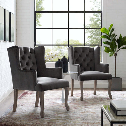 Realm Performance Velvet Armchair Set of 2