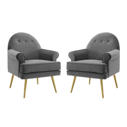 Revive Performance Velvet Armchair Set of 2