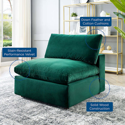 Commix Down Filled Overstuffed Performance Velvet Armless Chair