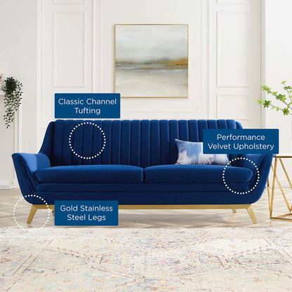 Winsome Channel Tufted Performance Velvet Sofa