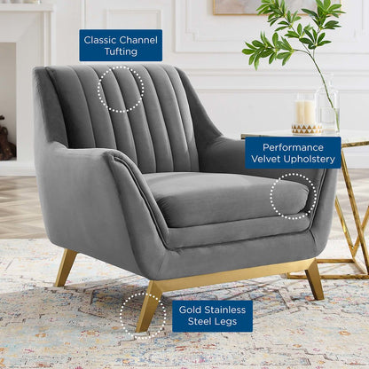Winsome Channel Tufted Performance Velvet Armchair