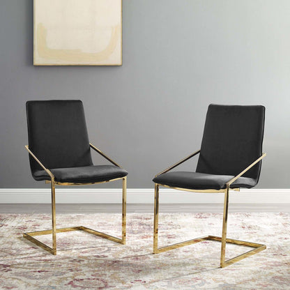 Pitch Performance Velvet Dining Armchair Set of 2