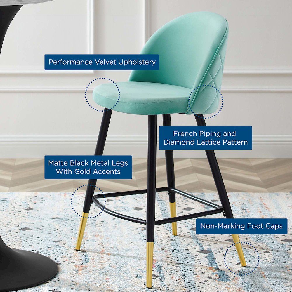 Cordial Performance Velvet Counter Stools Set of 2