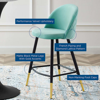 Cordial Performance Velvet Counter Stools Set of 2