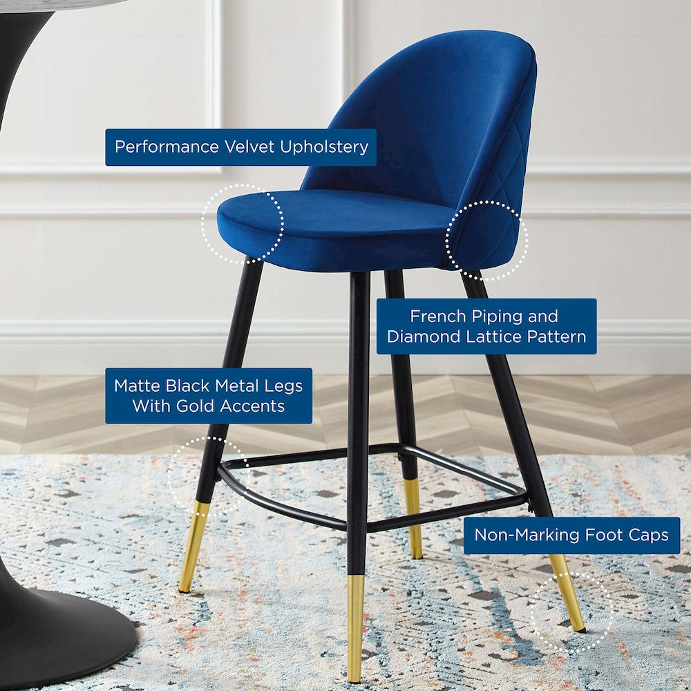 Cordial Performance Velvet Counter Stools Set of 2