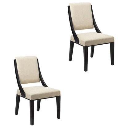 Fabric-Upholstered Dining Chairs for Kitchen and Dining Room, Beige, Set of 2