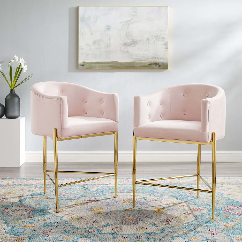 Savour Tufted Performance Velvet Counter Stool Set of 2