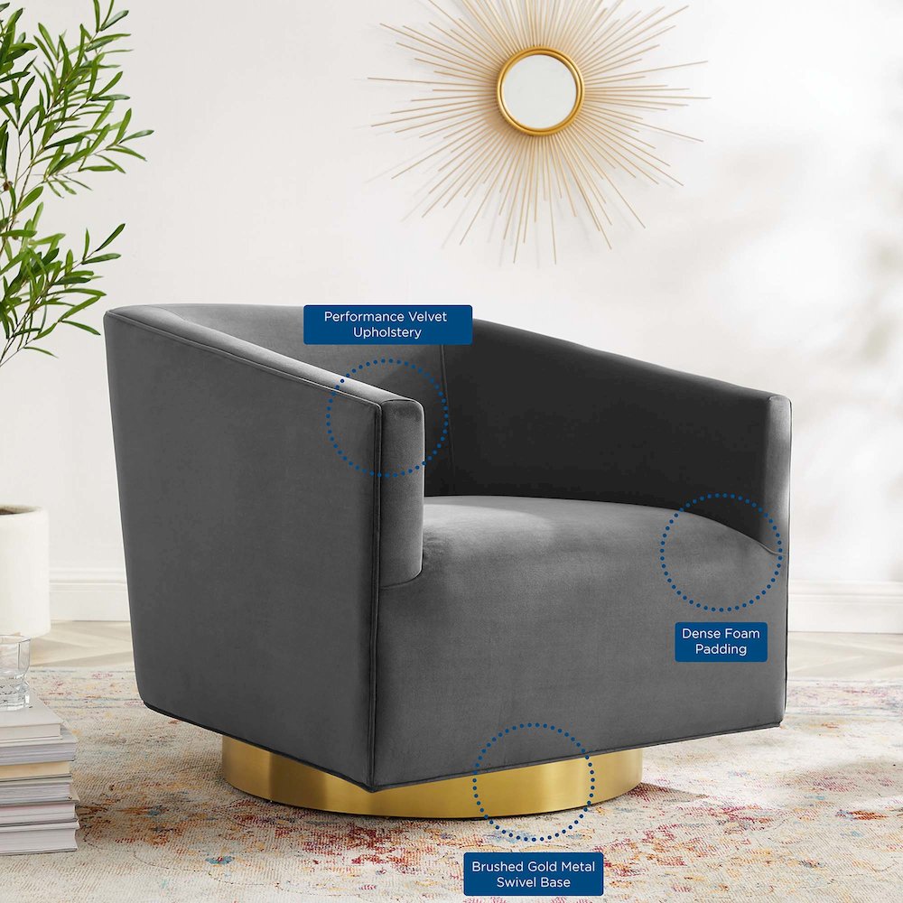 Twist Accent Lounge Performance Velvet Swivel Chair