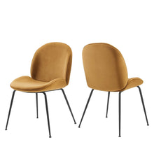 Scoop Black Powder Coated Steel Leg Performance Velvet Dining Chairs Set of 2