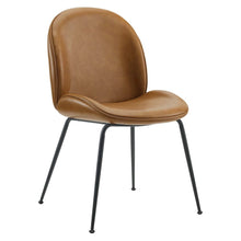 Scoop Black Powder Coated Steel Leg Vegan Leather Dining Chairs Set of 2