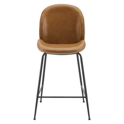 Scoop Black Powder Coated Steel Leg Vegan Leather Counter Stool