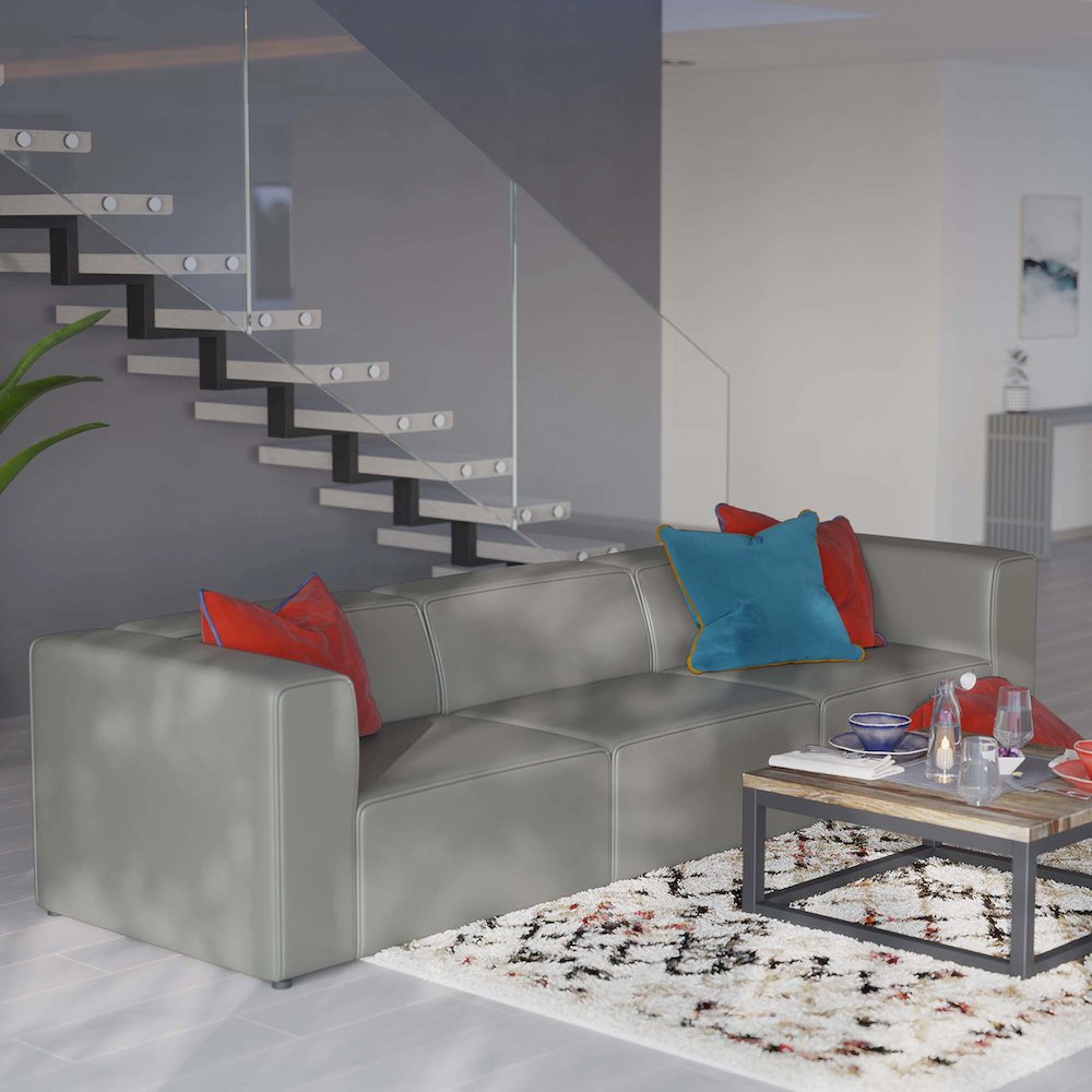 Mingle 3-Piece Vegan Leather Sectional Sofa