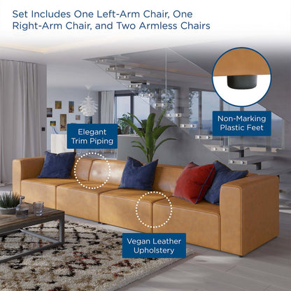 Mingle 4-Piece Vegan Leather Sectional Sofa
