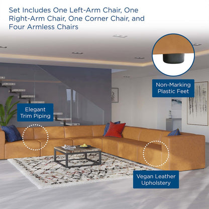 Mingle 7-Piece Vegan Leather Sectional Sofa