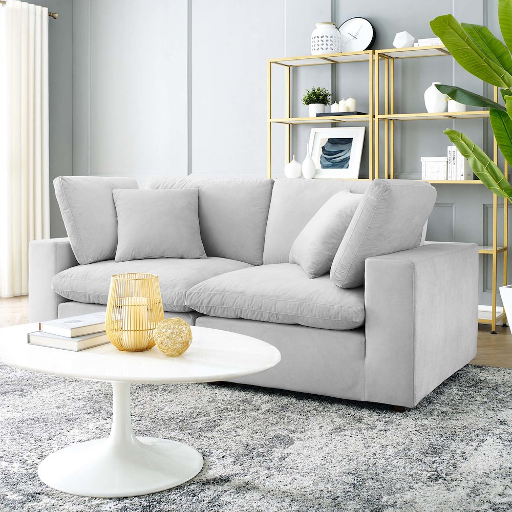 Commix Down Filled Overstuffed Performance Velvet Loveseat