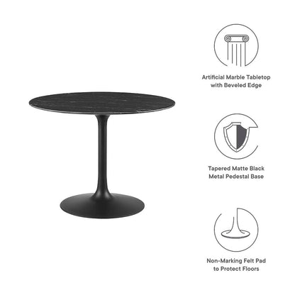 Lippa 40" Round Faux Marble Dining Table