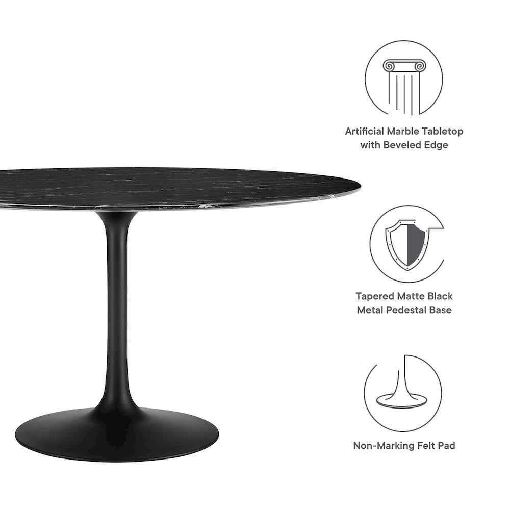 Lippa 54" Round Faux Marble Dining Table