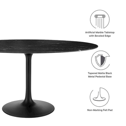 Lippa 60" Oval Faux Marble Dining Table