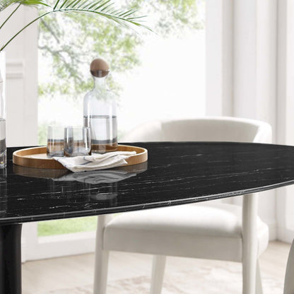 Lippa 78" Oval Faux Marble Dining Table