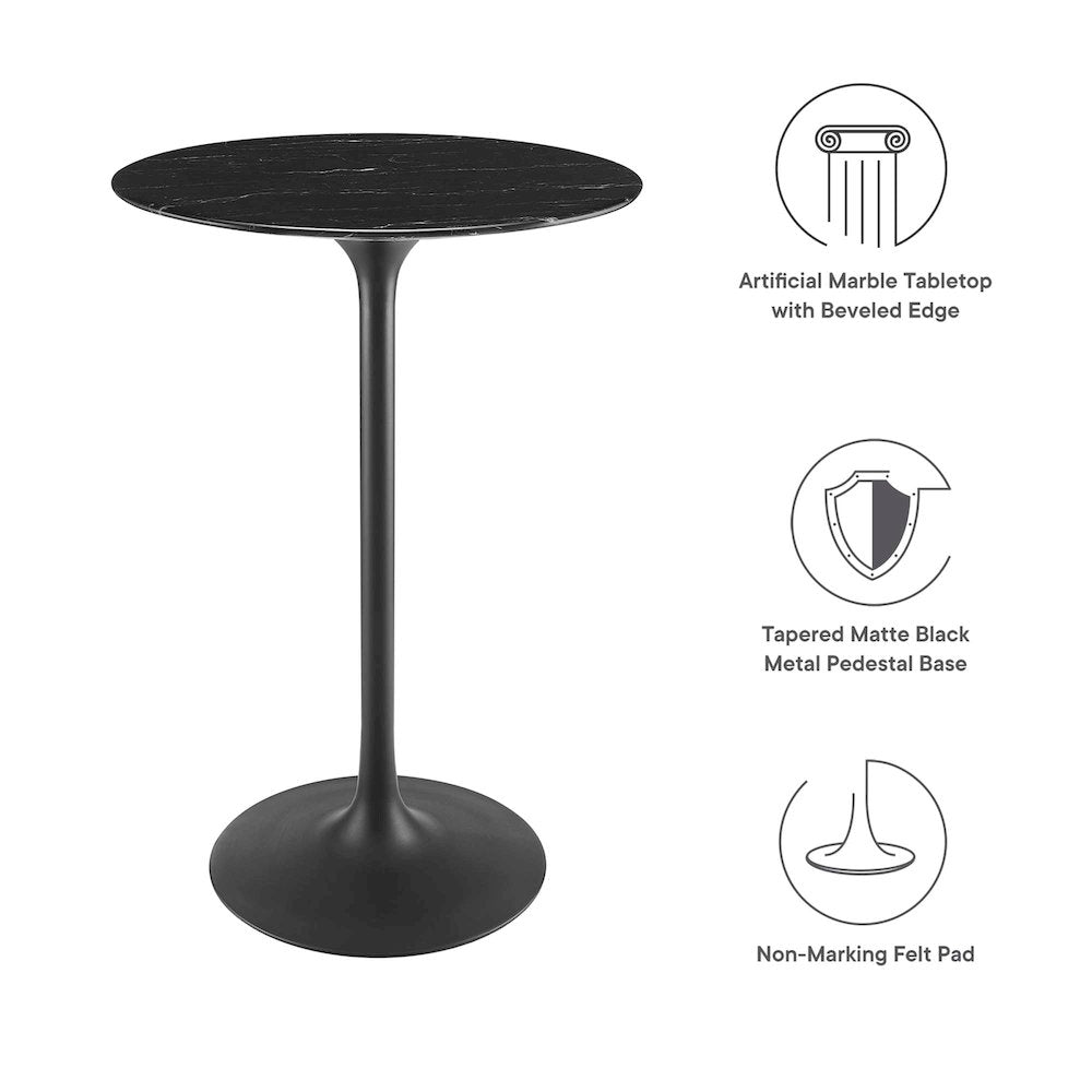 Lippa 28" Round Faux Marble Bar Table