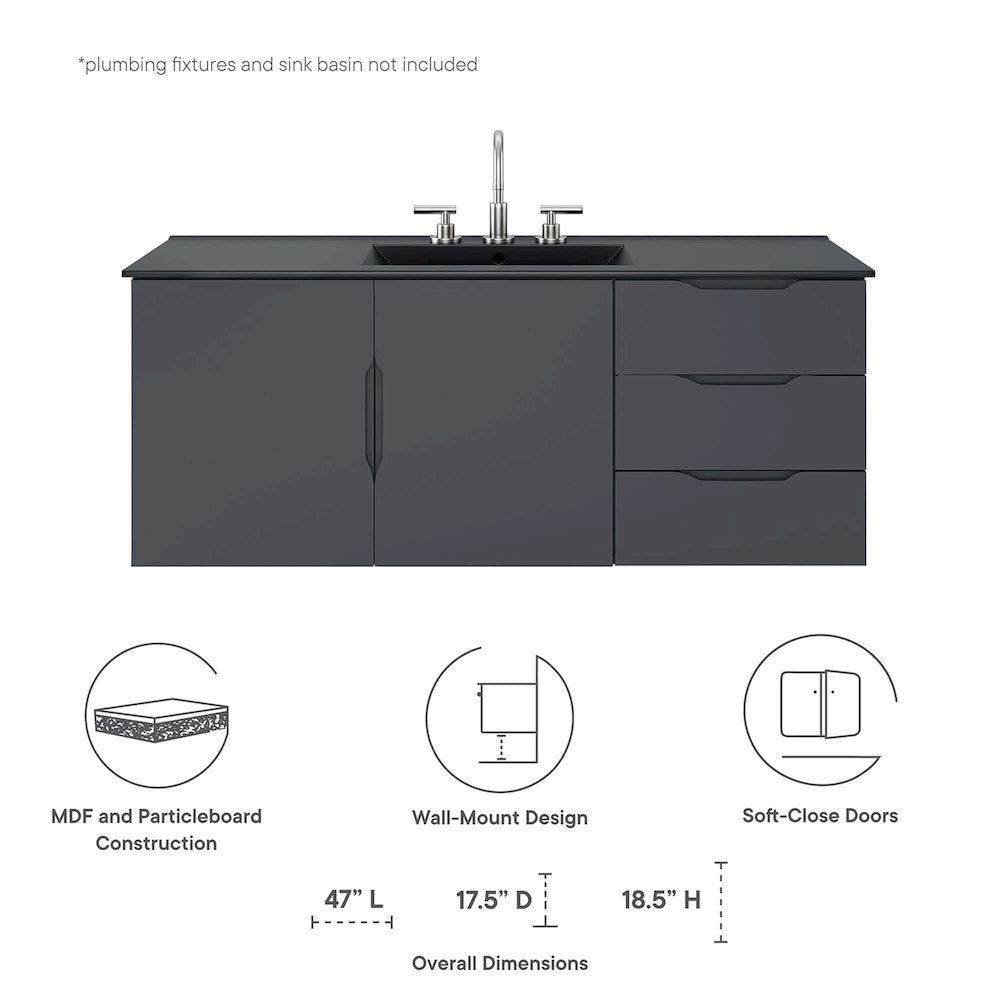48" Double or Single Sink (Not Included) Bathroom Vanity Cabinet