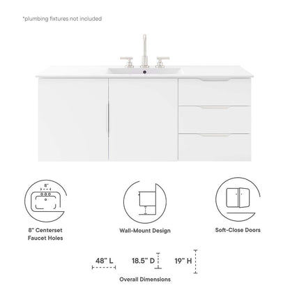 48" Double or Single Sink (Not Included) Bathroom Vanity Cabinet