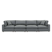 Commix Down Filled Overstuffed Vegan Leather 4-Seater Sofa